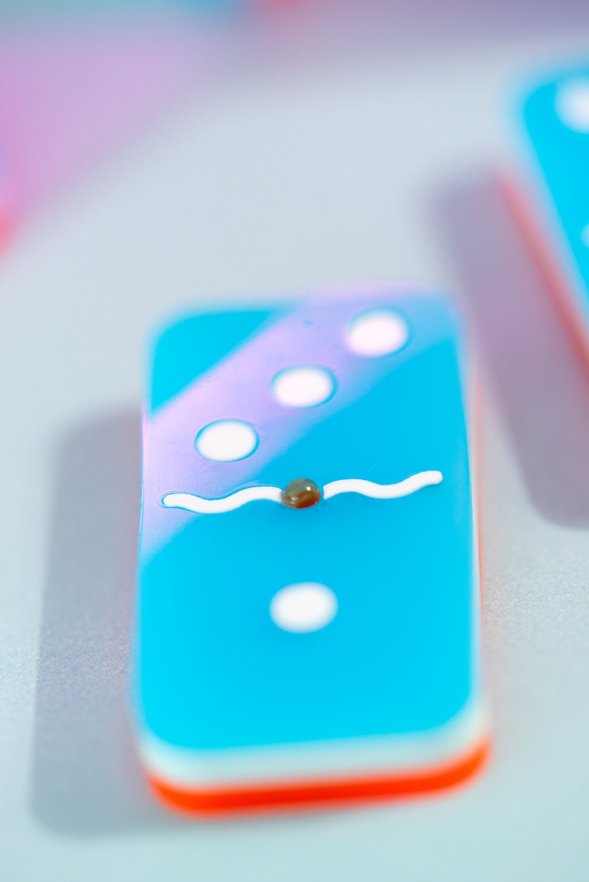 BANDERITA - Glow in the Dark Blue, White & Fluorescent Pink & Carnelian Stone Dominó Set