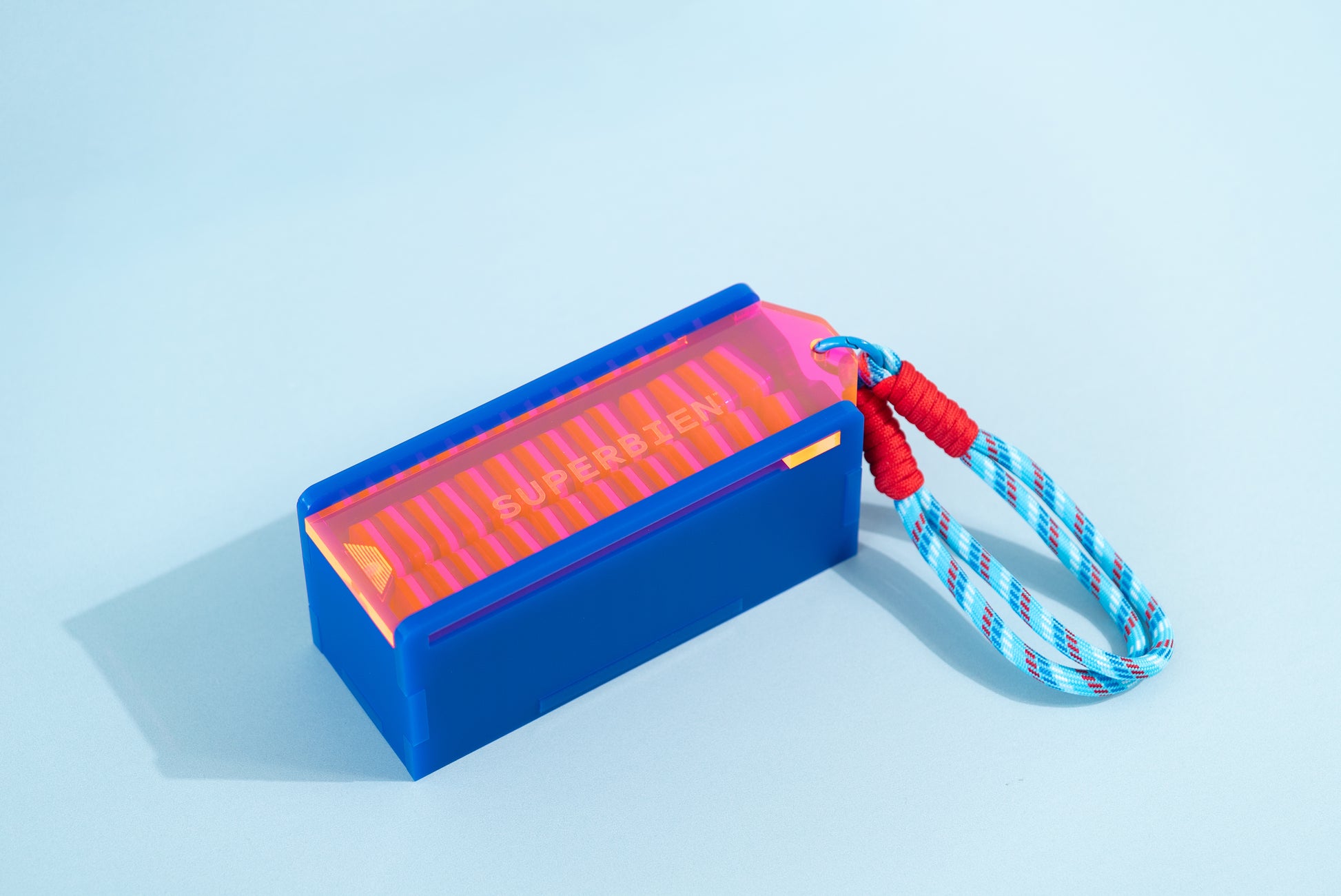 BANDERITA - Glow in the Dark Blue, White & Fluorescent Pink & Carnelian Stone Dominó Set