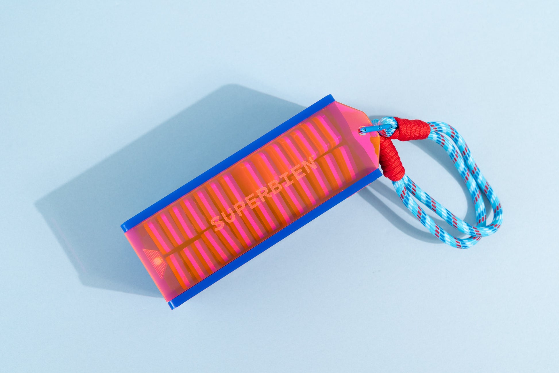 BANDERITA - Glow in the Dark Blue, White & Fluorescent Pink & Carnelian Stone Dominó Set